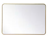 Timeless Home 30 in. W x 40 in. H x Modern Soft Corner Metal Rectangle Brass Mirror