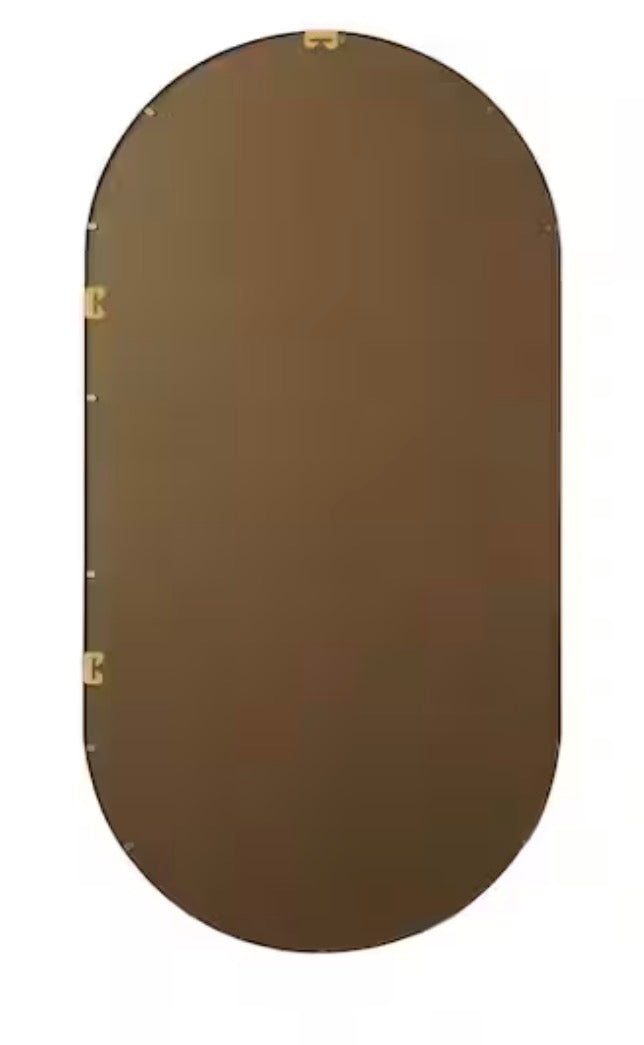 Timeless Home 36 in. W x 72 in. H x Modern Metal Framed Oval Brass Mirror