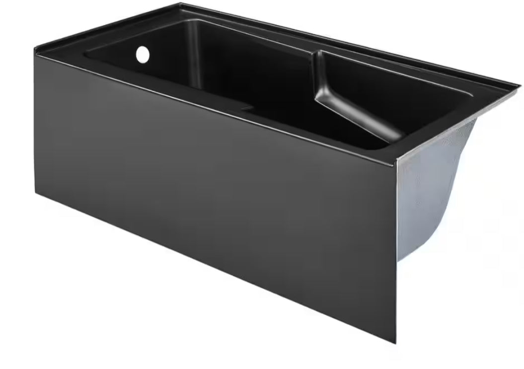 Voltaire 60 in. x 30 in. Acrylic Left Drain Rectangular Alcove Bathtub in Matte Black
