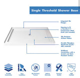 SlimLine 42 in. L x 42 in. W Single Threshold Alcove Shower Pan Base in White with Center Drain