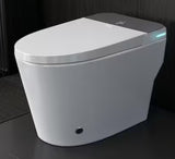 Elongated Smart Toilet with Bidet Built-In 1.28 GPF Bidet Toilet with Tank Auto Flush Auto Close/Open Lid Foot Sensor