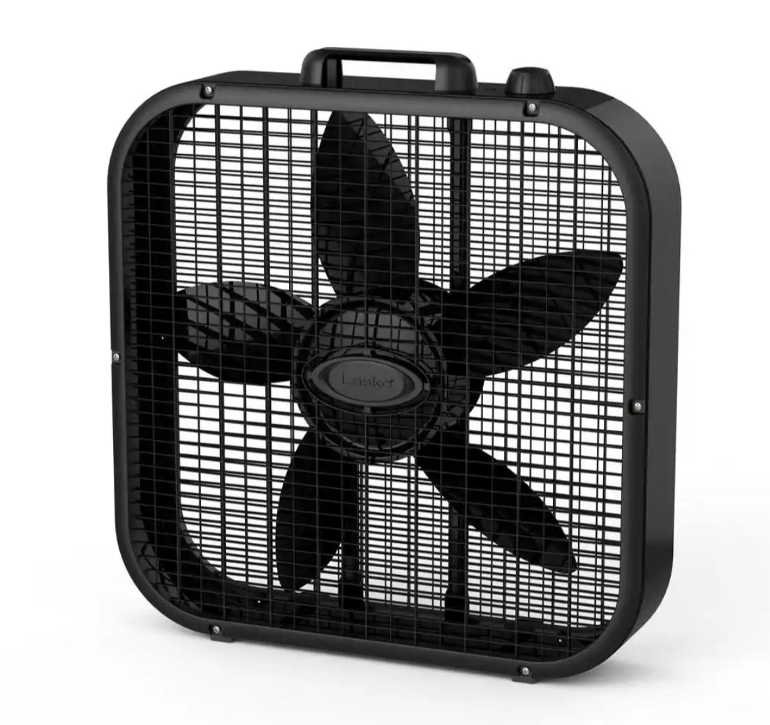 20 in. 3 Speed Black Box Fan with Save-Smart Technology for Energy Efficiency