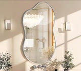 20 in. W x 36 in. H Asymmetrical Silver Aluminum Alloy Framed Wall Mirror Irregular Wall Mirror