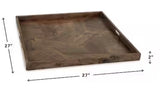 Heddford Brown Square Wood 27 in. Decorative Tray