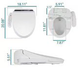 Electric Bidet Seat for Elongated Round Toilet in White with Remote Control, Heated Seat, Deodorizer and Nightlight