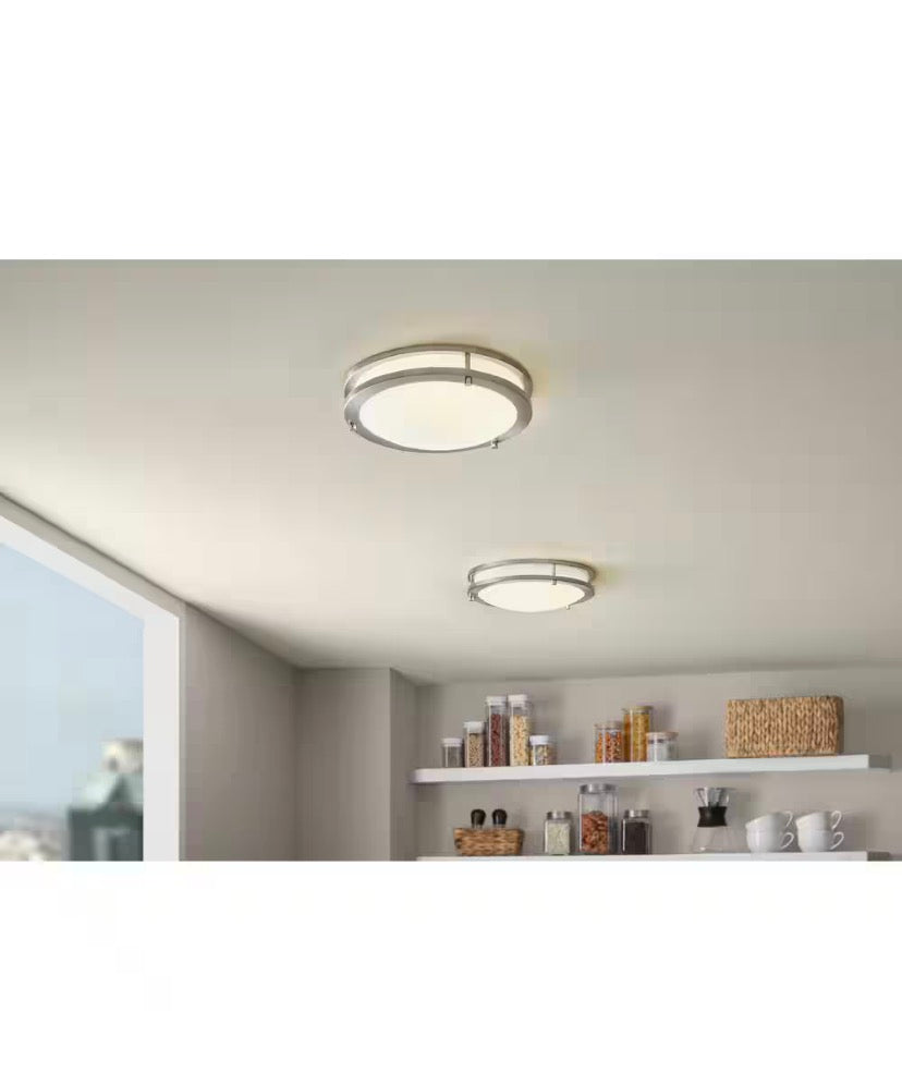 Flaxmere 12 in. Modern Brushed Nickel Selectable 3 CCT Integrated LED Flush Mount for Kitchens or Bedrooms (2-Pack)
