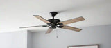 Bayfield 52 in. Indoor Matte Black Dry Rated Downrod Ceiling Fan with 5 Reversible Blades