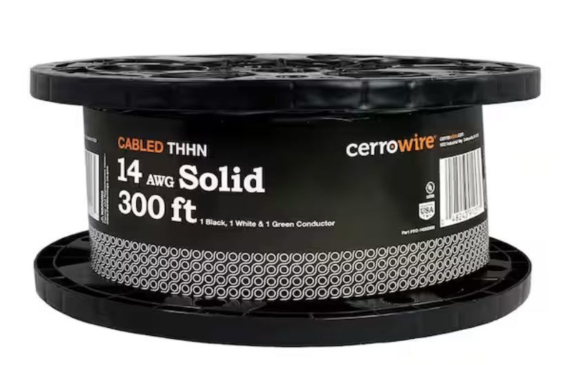 300 ft. 14/3 Black /White /Green Solid Copper THHN Wire