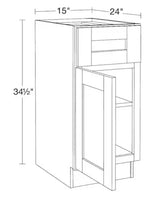 Richmond Vesuvius Gray Plywood Shaker Ready to Assemble Base Kitchen Cabinet Soft Close 15 in W x 24 in D x 34.5 in H