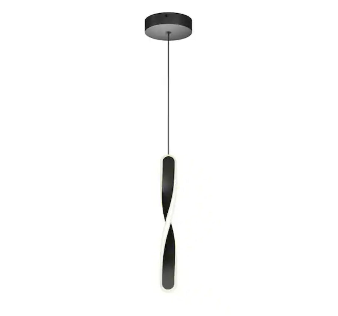 Finley 13-Watt 1 Light Black Modern 5 CCT Integrated LED Mini Pendant Light Fixture for Kitchen Island