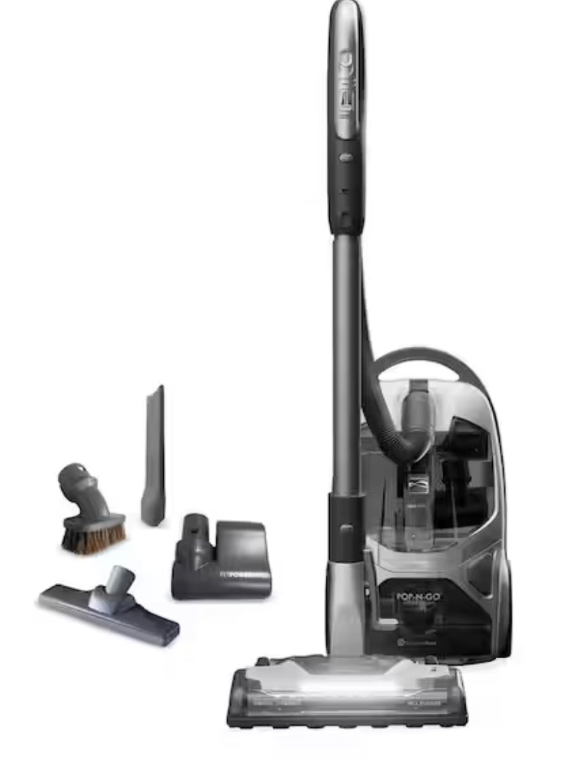 POP-N-GO Bagged Corded HEPA Multisurface Gray Canister Vacuum with Hair Eliminator Brushroll
