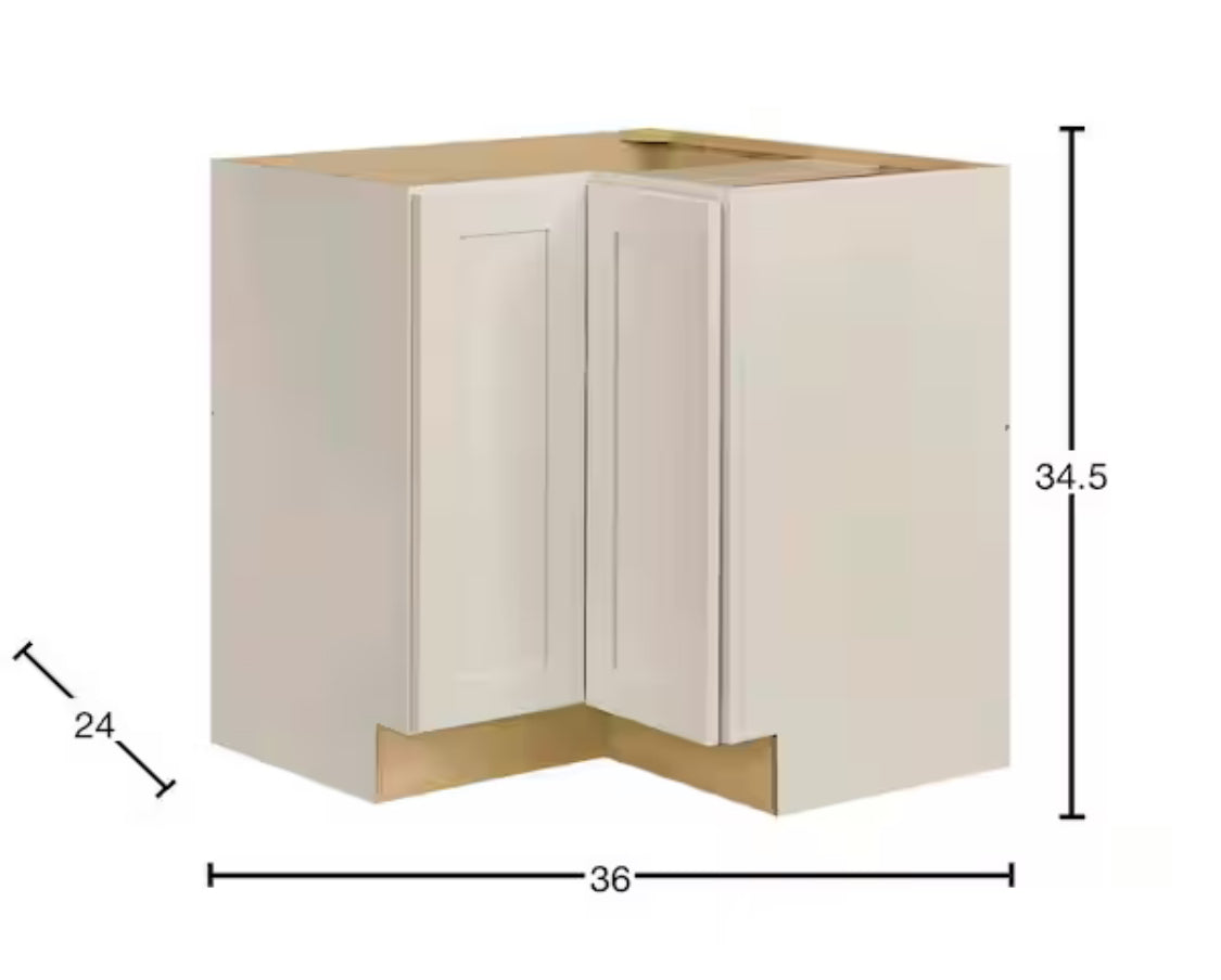 Avondale 32 in. W x 32 in. D x 34.5 in. H Ready to Assemble Plywood Shaker Lazy Susan Corner Cabinet in Antique White