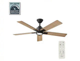 Zandra II 52 in. Smart Indoor/Outdoor Matte Black Ceiling Fan with Light Kit and Remote Included powered by Hubspace