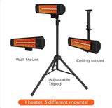 Tradesman 1500-Watt Electric Outdoor Infrared Quartz Portable Space Heater with Tripod, Wall and Ceiling Mount