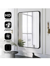 20 in. W x 30 in. H Black Vanity Rectangle Wall Mirror Aluminum Alloy Frame Bathroom Mirror