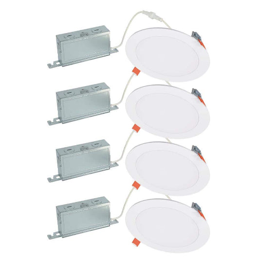 HLBSL 6 in. Canless Integrated LED, 900 Lumens, 5CCT, White (4-Pack)