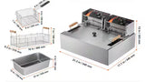 Capacity 18Qt. Silver Commercial Deep Fryer with 3 Removable Baskets, 3000W Turkey Fryer, for Kitchen Restaurant Use