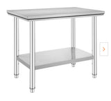 Stainless Steel Prep Table, 35 x 24 x 31 in., 700 lbs. Capacity, Heavy Duty 3-Level Adjustable Kitchen Prep Table