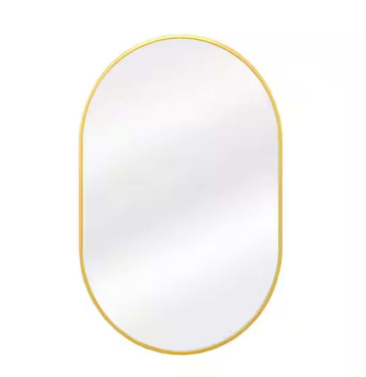 22 in. W x 38 in. H Oval Gold Classic Aluminum Alloy Framed Wall Mirror