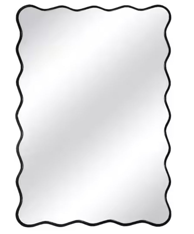24 in. W x 36 in. H Rectangle Black Aluminum Alloy Framed Wall Mirror Decorative Wall Mirror