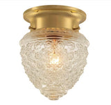 1-Light Polished Brass Flush Mount Light with Acorn Shaped Glass Shade