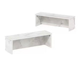 Helena Marble White 18 in. Kitchen Stackable Organizer Shelf (Set of 2)
