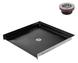 GB-2634-540-BL 48 in. x 38 in. Alcove Acrylic Shower Pan Base in Glossy Black with Center Drain, Drain Included