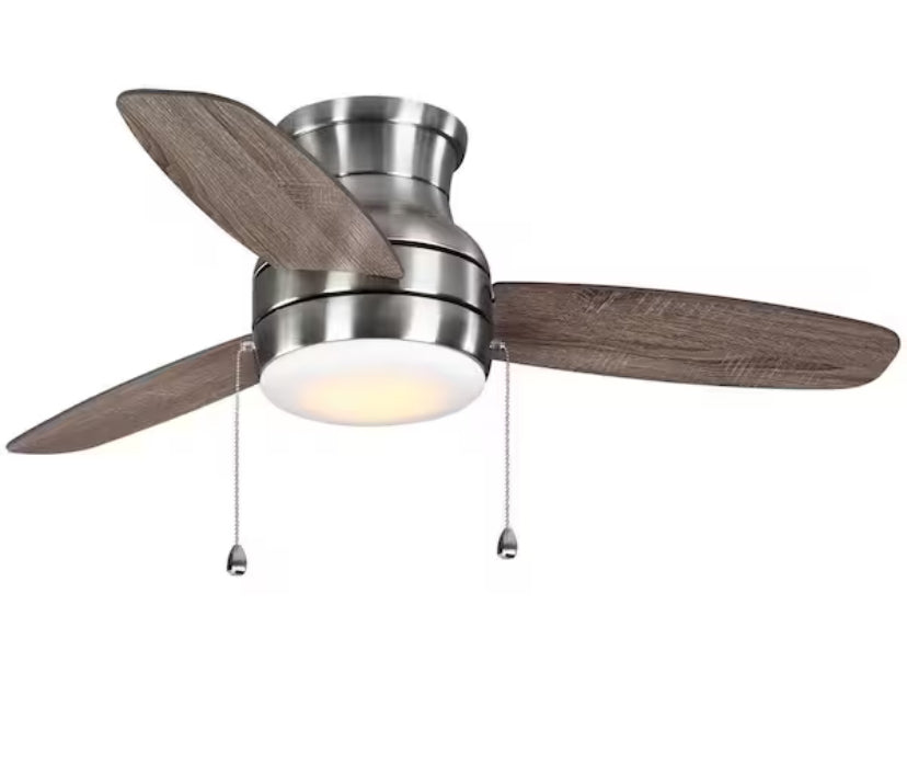 Ashby Park 44 in. White Color Changing Integrated LED Brushed Nickel Ceiling Fan with Light Kit and 3 Reversible Blades