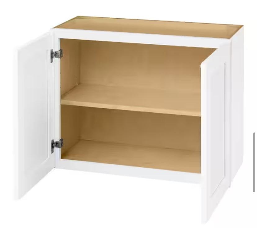 Avondale Shaker Alpine White Quick Assemble Plywood 30 x 24 in Wall Bridge Kitchen Cabinet (30 in W x 24 in H x 12 in D)