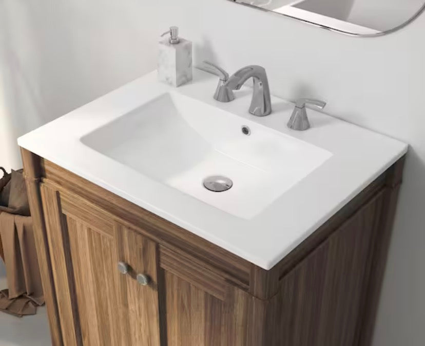 Tucson 24 in. W x 18 in. D Vitreous China Vanity Top in White with 3 Faucet Holes (8 in. Centerset)
