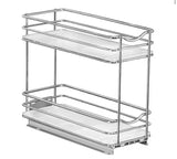Slide Out Spice Rack Pull Out Cabinet Organizer 4-1/4 in. Wide - Double, Chrome