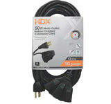 50 ft. 16/3 SJTW Indoor/Outdoor Triple Tap Extension Cord, Black