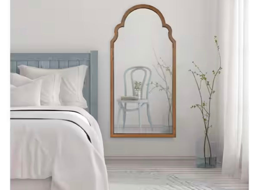 48.00 in. H x 24.00 in. W Hogan Farmhouse Arch Framed Rustic Brown Accent Wall Mirror