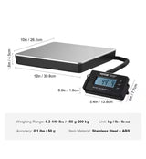 Digital Shipping Scale 440 lbs. LCD Screen Package Food Scale with Timer, Tare Function for Home Wired Connection