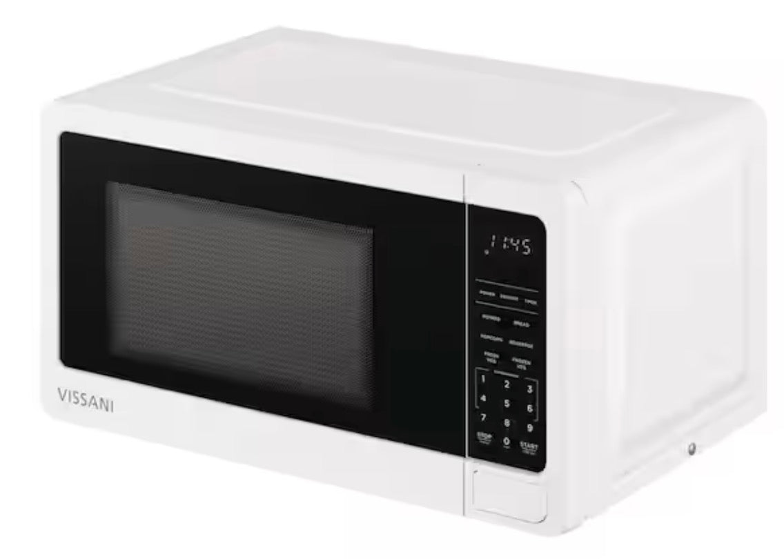 0.7 cu. ft. Electric 700-W Countertop Microwave in White with Turntable, 6-Heating Functions, and 2-Step Lock System