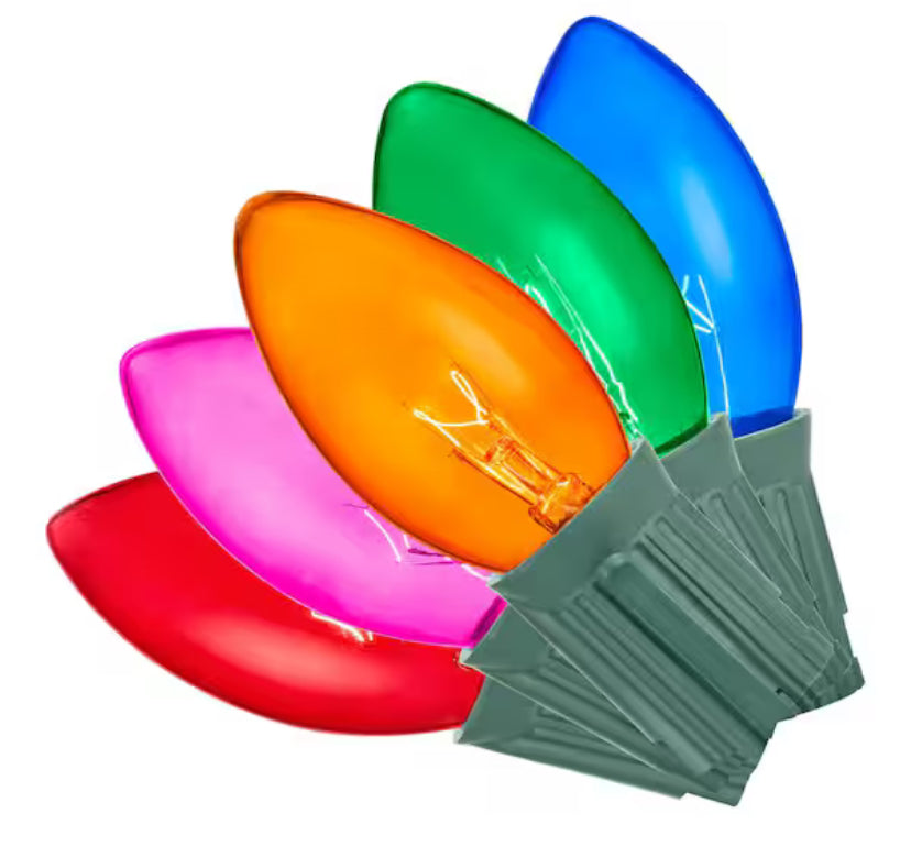 25 Multi-Colored Incandescent C9 Lights