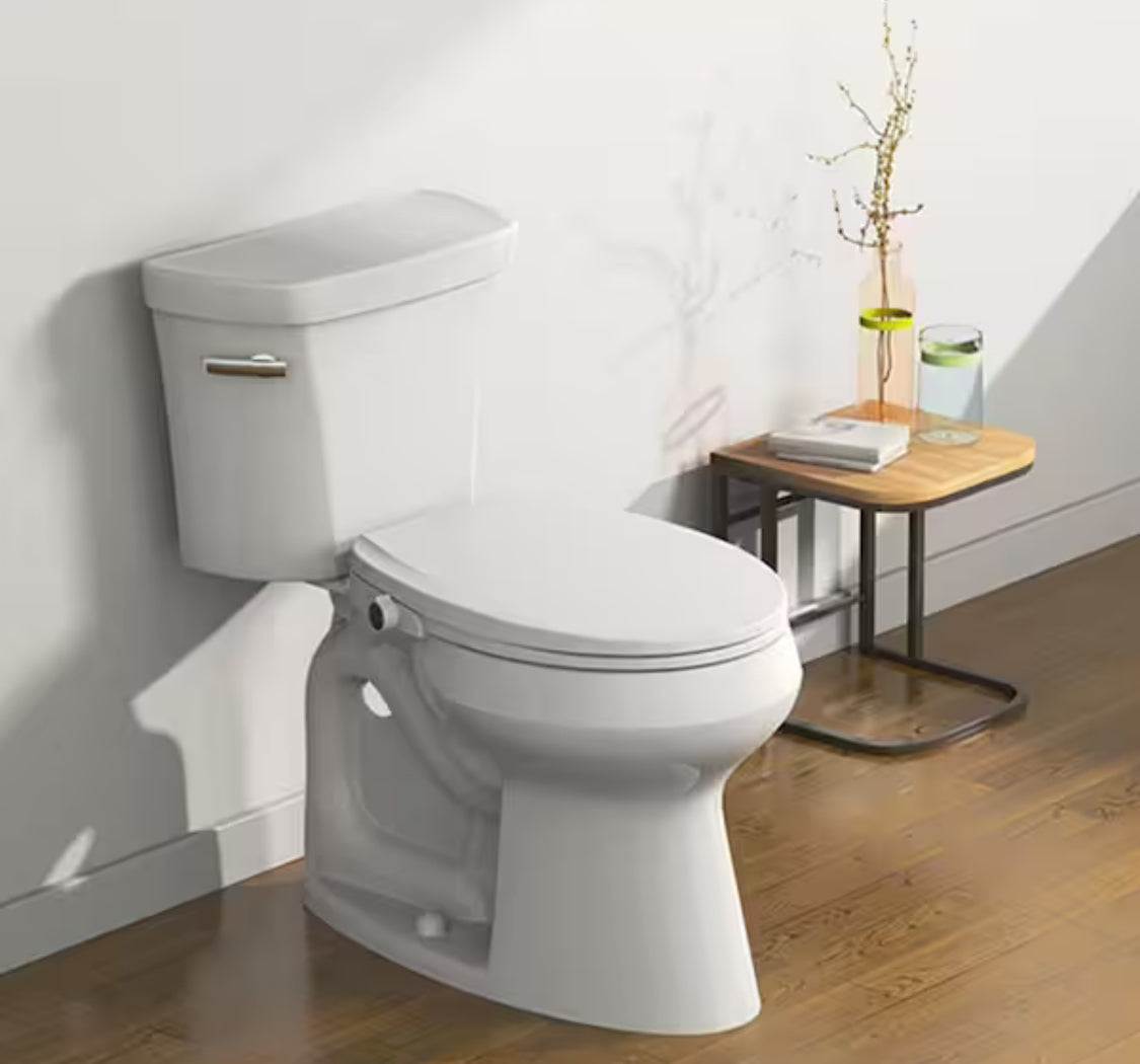 Slim Non- Electric Bidet Seat for Round Toilets in. White