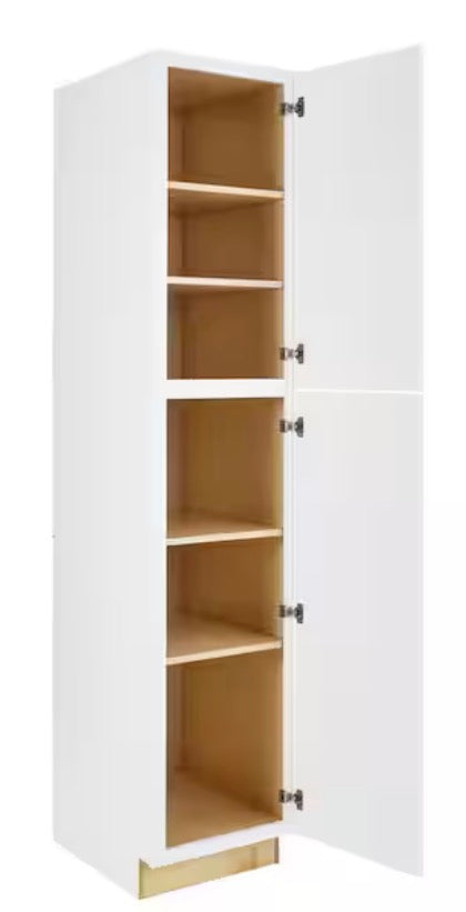 Avondale Shaker Alpine White Quick Assemble Plywood 18 in Pantry Kitchen Cabinet (18 in W x 84 in H x 24 in D)