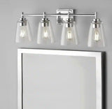 Wakefield 31 in. 4-Light Chrome Modern Vanity with Clear Glass Shades