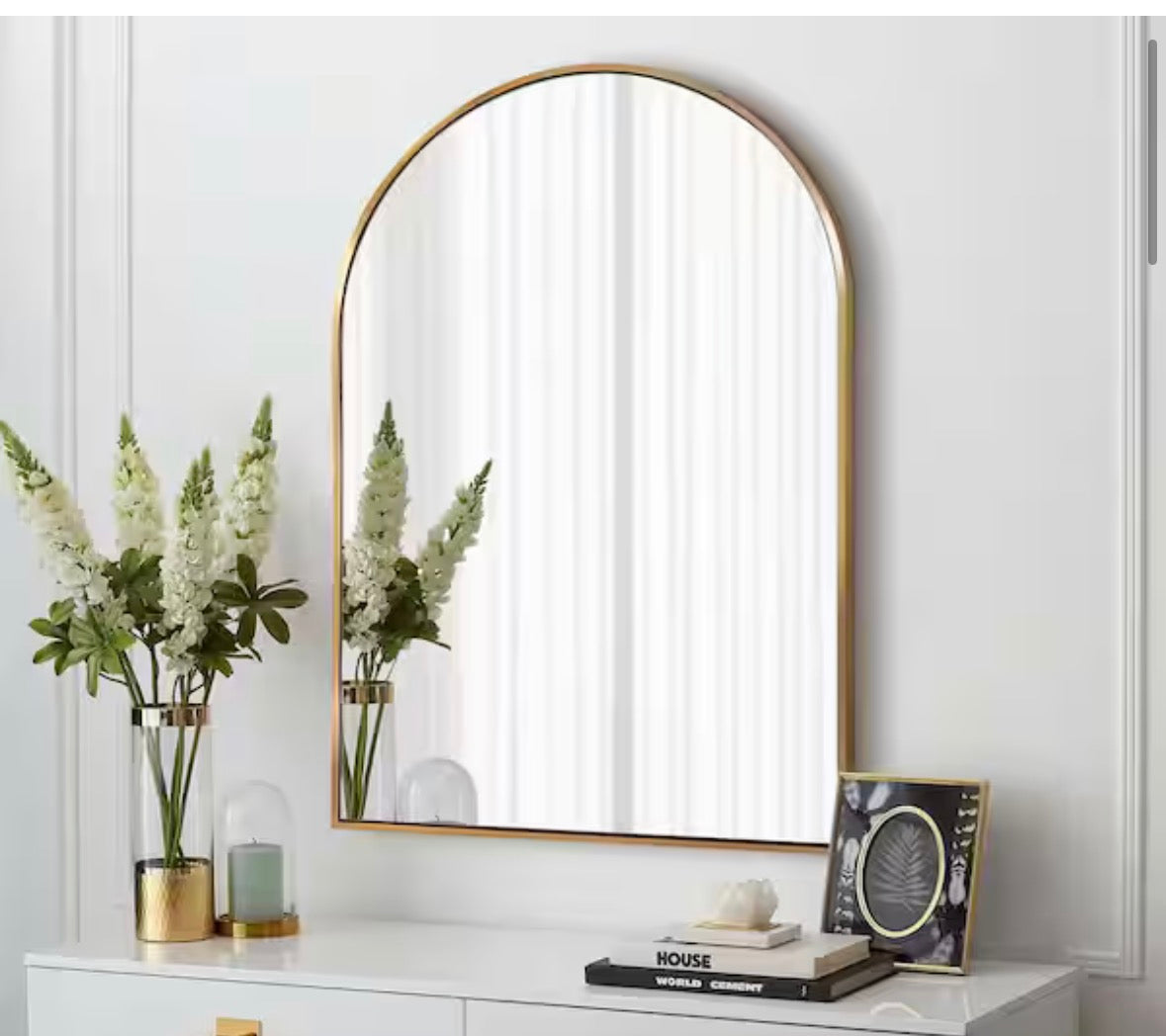 20 in. W x 30 in. H Arched Gold Aluminum Alloy Framed Wall Mirror Decorative Wall Mirror