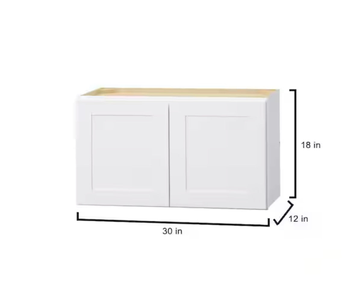 Avondale Shaker Alpine White Ready to Assemble Plywood 30 in x 18 in Wall Bridge Cabinet (30 in W x 18 in H x 12 in D)