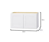 Avondale Shaker Alpine White Ready to Assemble Plywood 30 in x 18 in Wall Bridge Cabinet (30 in W x 18 in H x 12 in D)