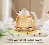 Pearl White Stainless Steel 57.5 fl. oz. Retro Electric Kettle with Thermometer 1200 W Cordless Off 3 of Cups