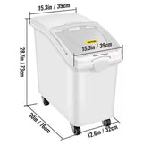 27 Gal. Ingredient Storage Bin with 500 Cup Commercial Food Container with Scoop and Sliding Lid for Kitchen,White