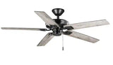 Bayfield 52 in. Indoor Matte Black Dry Rated Downrod Ceiling Fan with 5 Reversible Blades