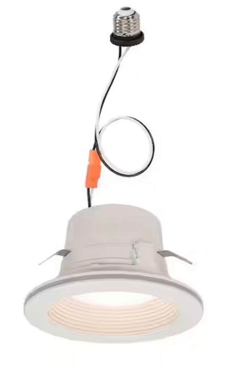 4 in. White Flush Round Wet Rated LED Integrated Recessed Lighting Kit