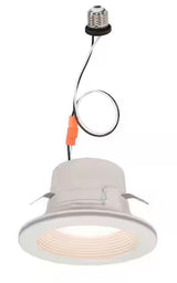 4 in. White Flush Round Wet Rated LED Integrated Recessed Lighting Kit