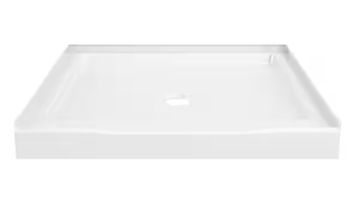 Classic 500 36 in. L x 36 in. W Alcove Shower Pan Base with Center Drain in High Gloss White