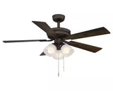 Sinclair II 44 in. Indoor Oil Rubbed Bronze LED Ceiling Fan with Light