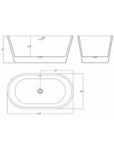 53.9 in. Fiberglass Flat-bottom Double Ended Non-Whirlpool Bathtub in Black Patterns